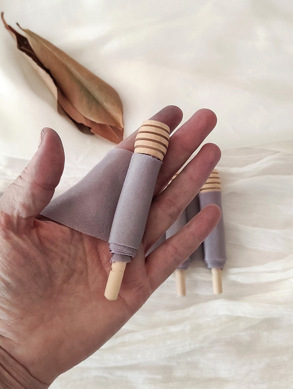 Botanically dyed silk ribbon, Mauve raw edge organic ribbon, sustainable long ribbon wedding bouquet