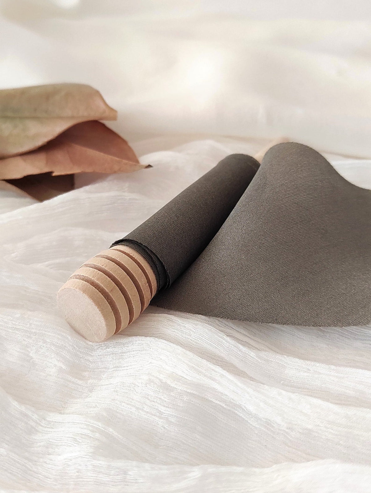Naturally Dyed Wide Silk Ribbon, Charcoal Botanical Plant Dye, Handmade Elegant Gift Wrap