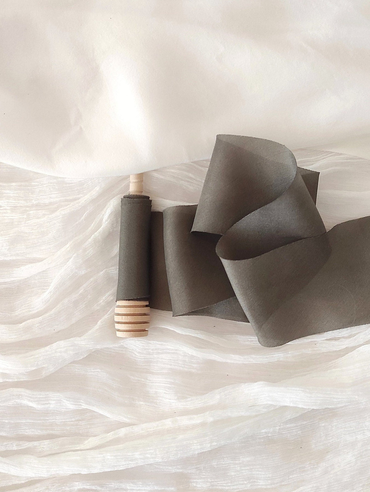 Naturally Dyed Wide Silk Ribbon, Charcoal Botanical Plant Dye, Handmade Elegant Gift Wrap