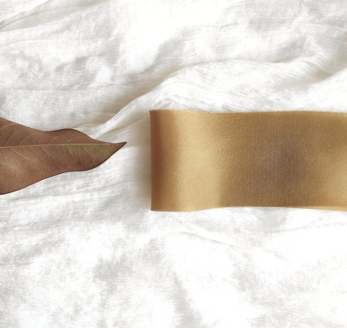 Bronze wide silk ribbon, Botanical Dyed organic ribbon, Raw edge eco-friendly ribbon for Bridal Bouquet