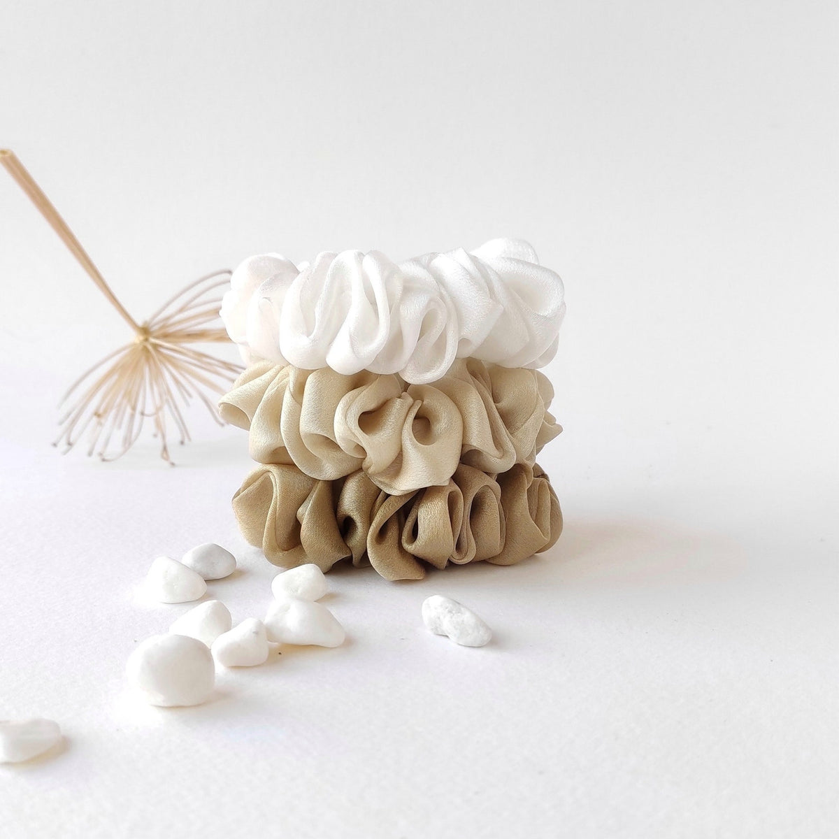 Botanical Dyed Organic Silk Scrunchie, Neutral Satin Hair Tie, Eco-friendly Elastic