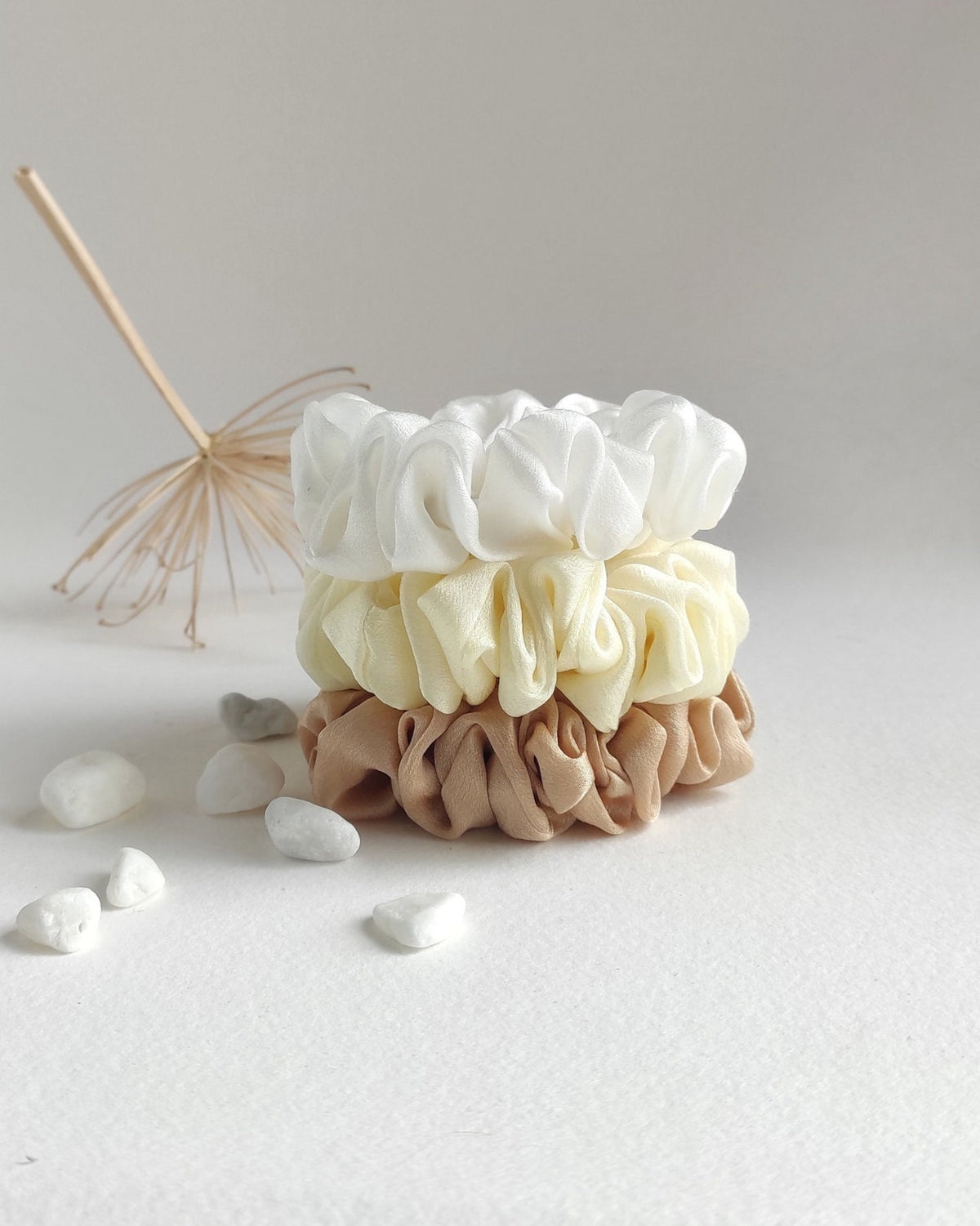 Lemon yellow satin silk scrunchie, Eco-dyed organic hair tie, Eco-friendly hair elastic for fall