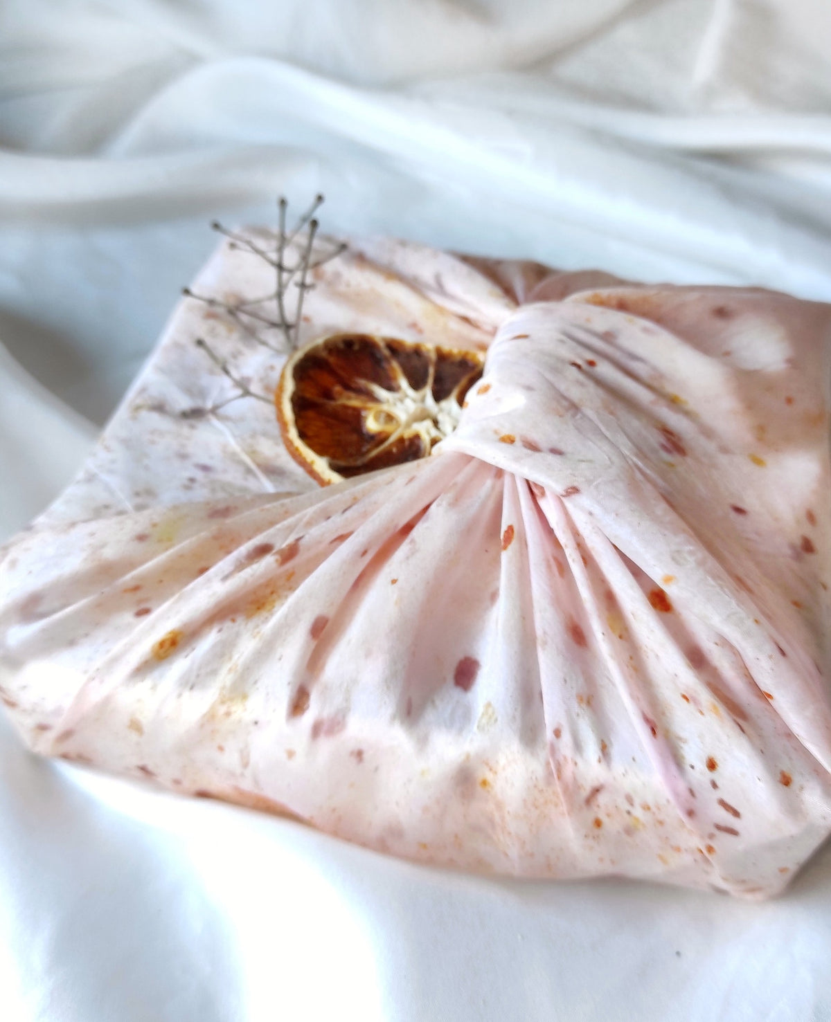 Eco print silk scarf, Leaf print dyed scarf, Botanically dyed square organic scarf, Light blush pink color bandana