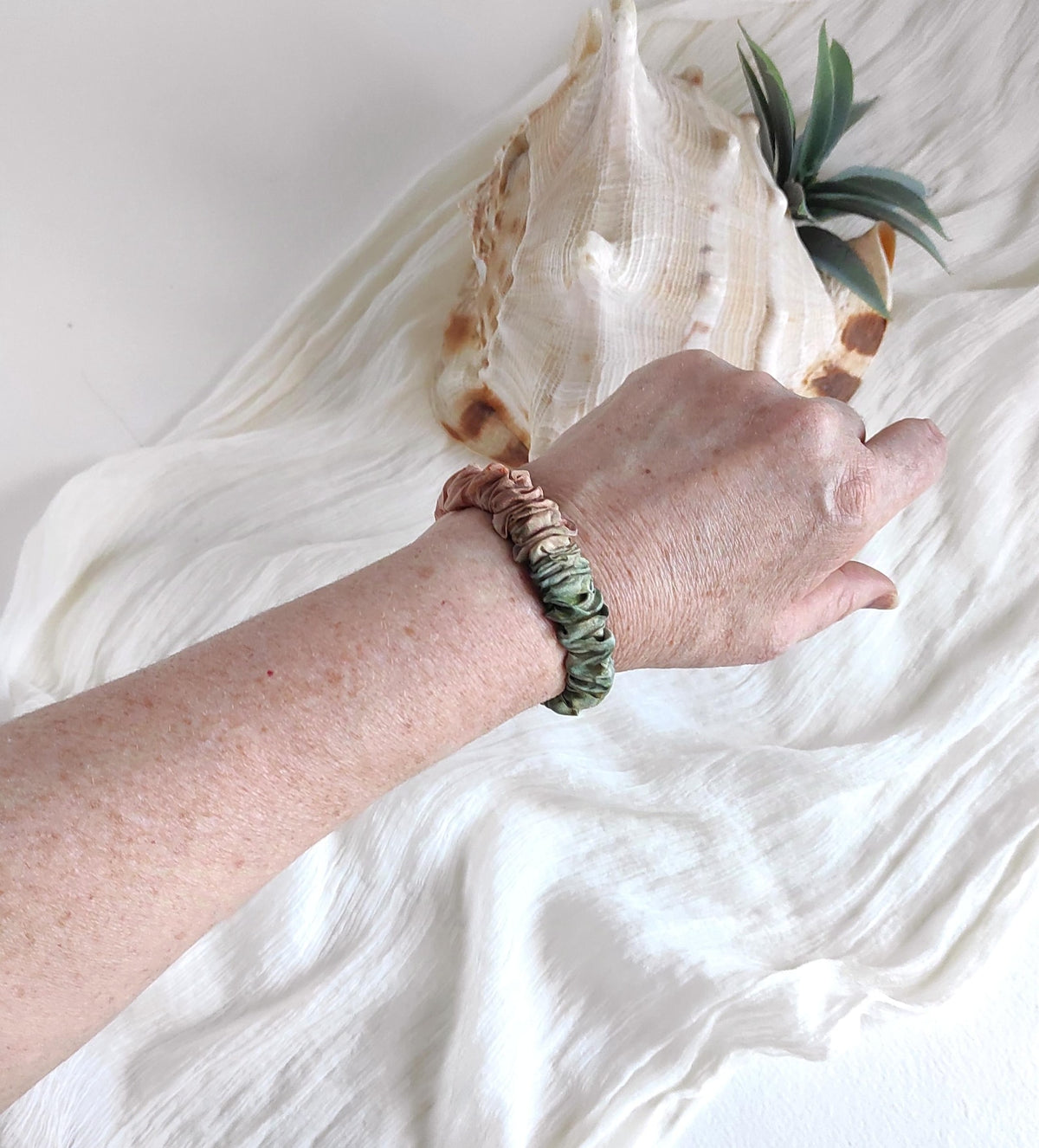 Plant Dyed Silk Scrunchie, Organic Anti-Frizz Hair Tie, Natural Dye Gift