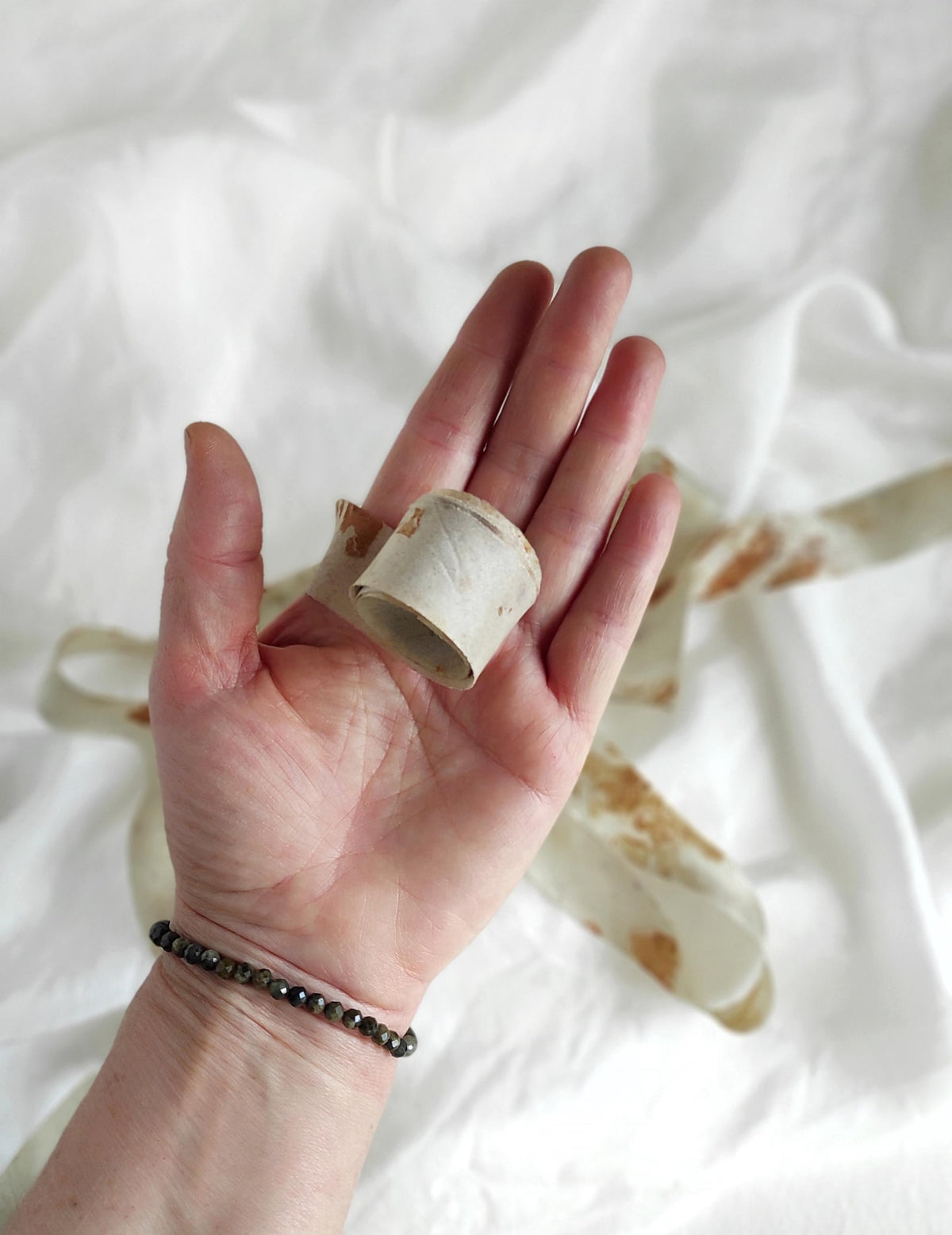 Botanical Print Silk Ribbon, Eco-Dyed Habotai ribbon, Light Brown ribbon