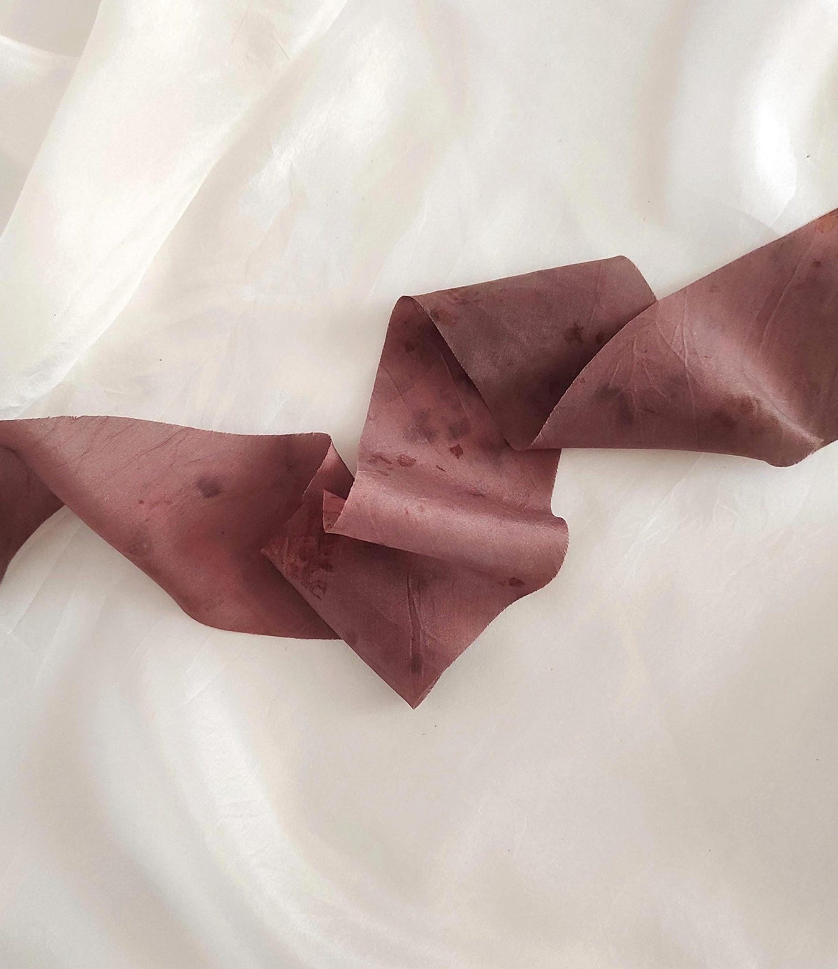 Dusty red silk ribbon, Botanical dyed organic ribbon for bridesmaid , Eco-friendly gift wrap for bridal bouquet