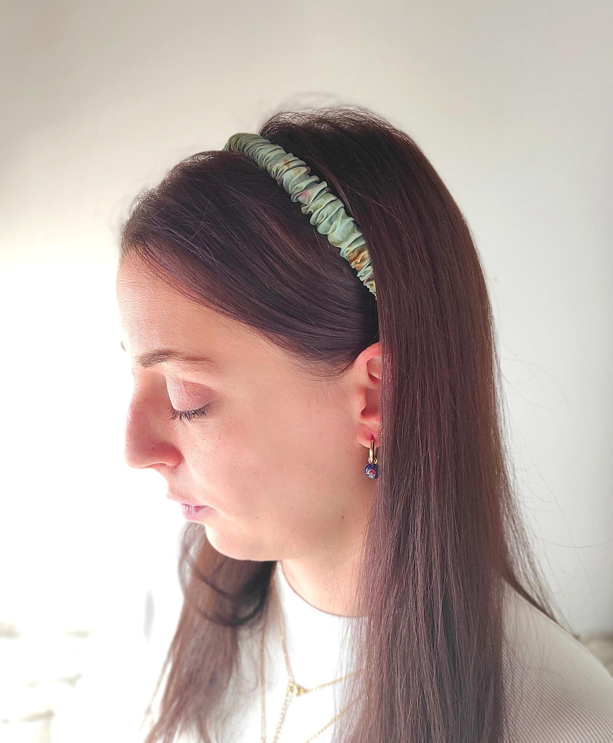 Plant Dyed Pure Silk Headband, Botanical Print Hair Accessory, Eco-Friendly Mulberry Silk Hairband
