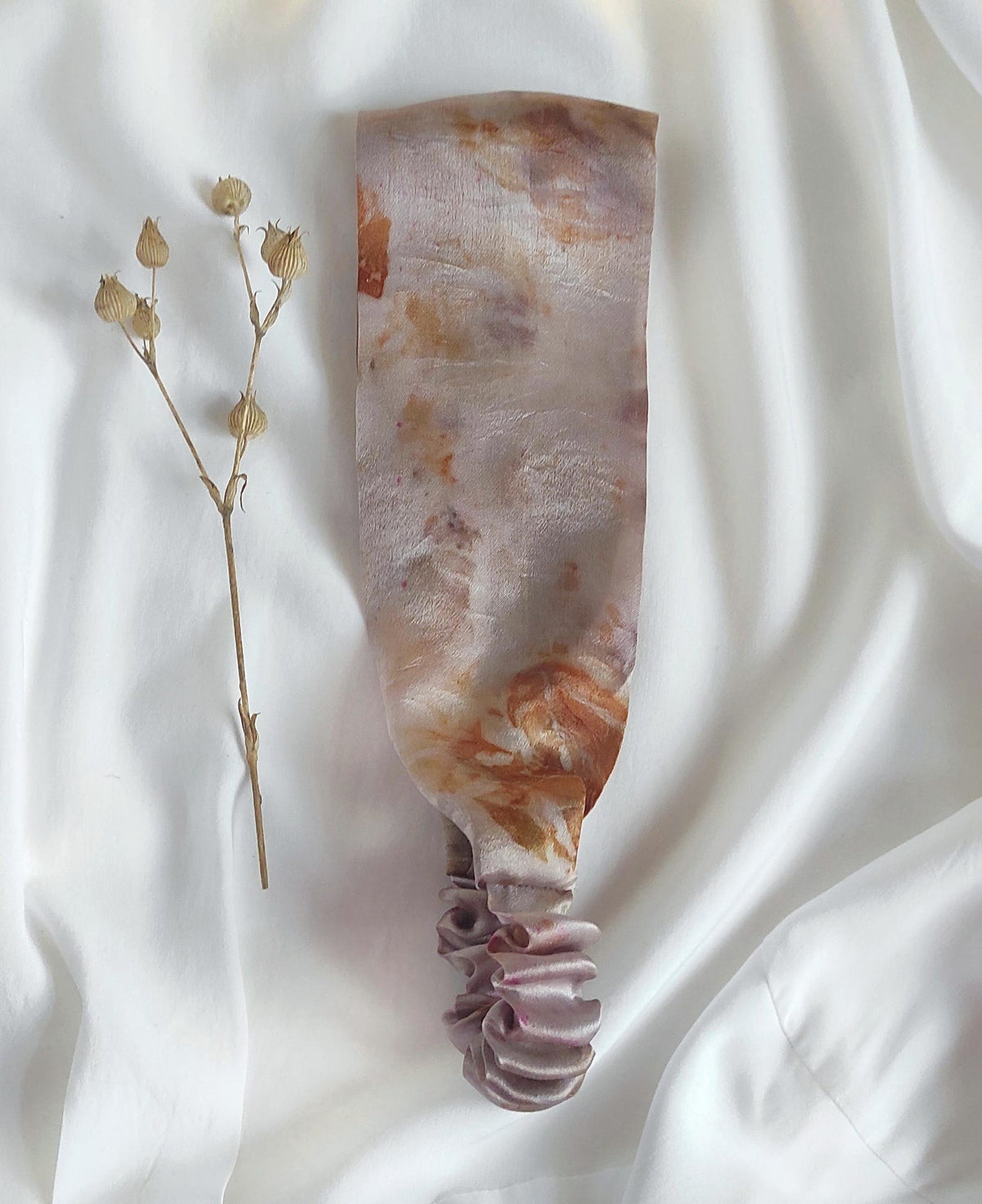 Mulberry Silk Headband, Natural Botanical Dye Print, Light Mauve Hairband, Sustainable Gift