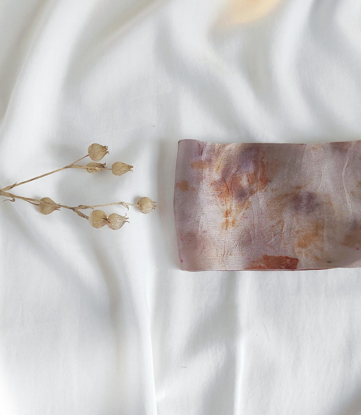Mulberry Silk Headband, Natural Botanical Dye Print, Light Mauve Hairband, Sustainable Gift