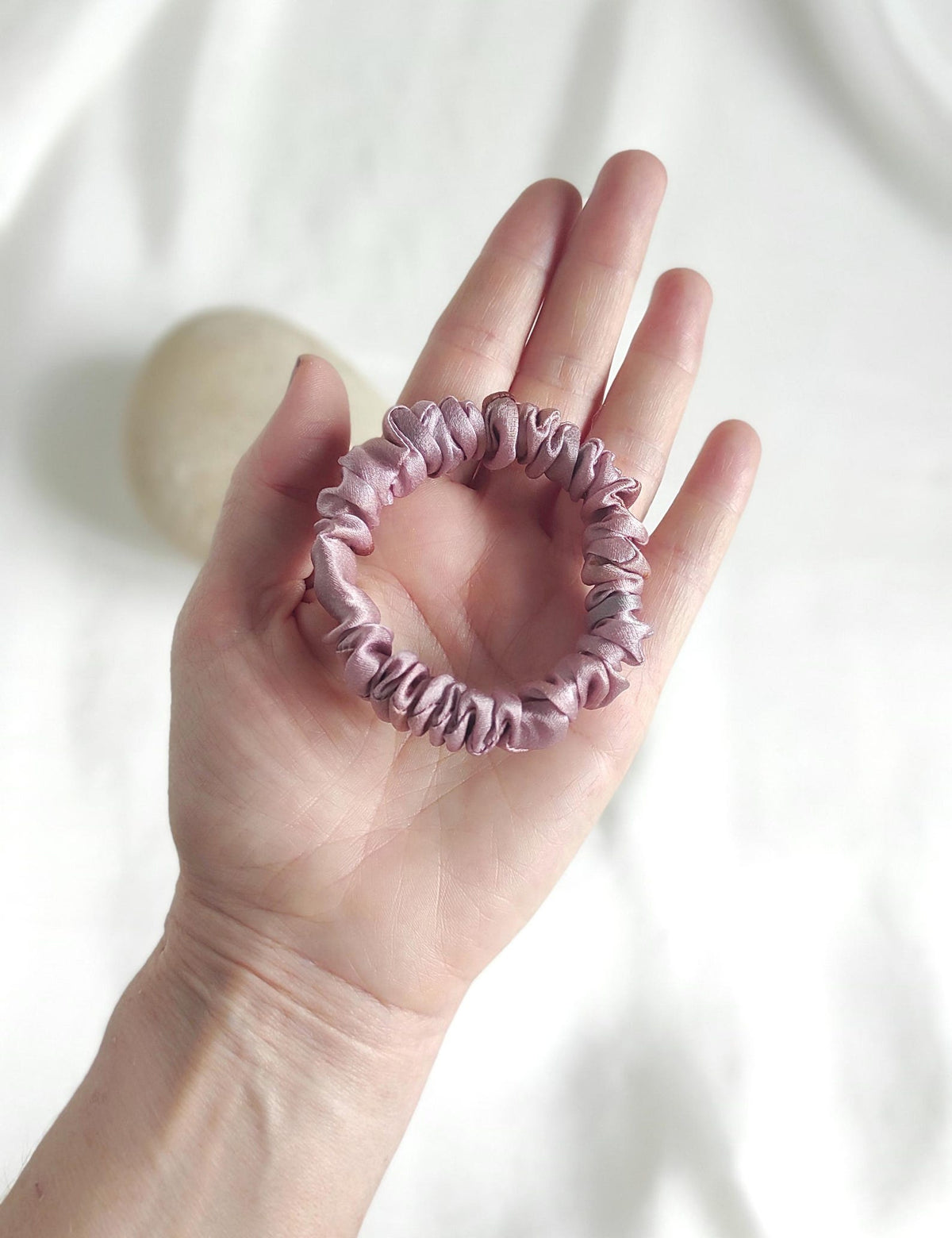 Natural Print Silk Scrunchie, Hand-Dyed Organic Hair Tie, Botanical dyed elastic for Christmas day gift