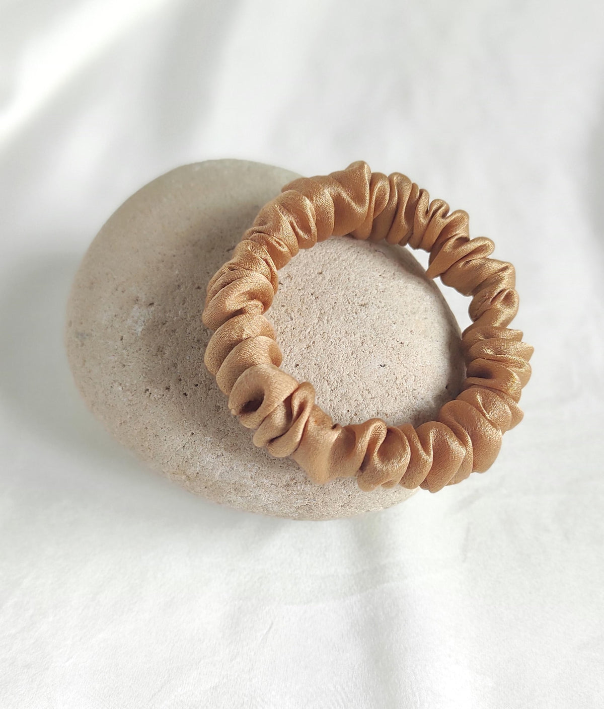Mulberry Silk Scrunchie, Botanically Dyed Rust Tone hair elastic, Organic Hair Tie