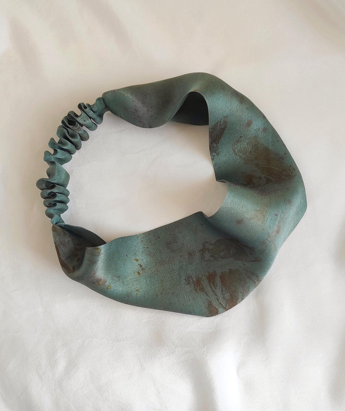 Natural Silk Headband, Botanical Print hair band in green, Wide eco-friendly Dye Hair Band for Christmas gift