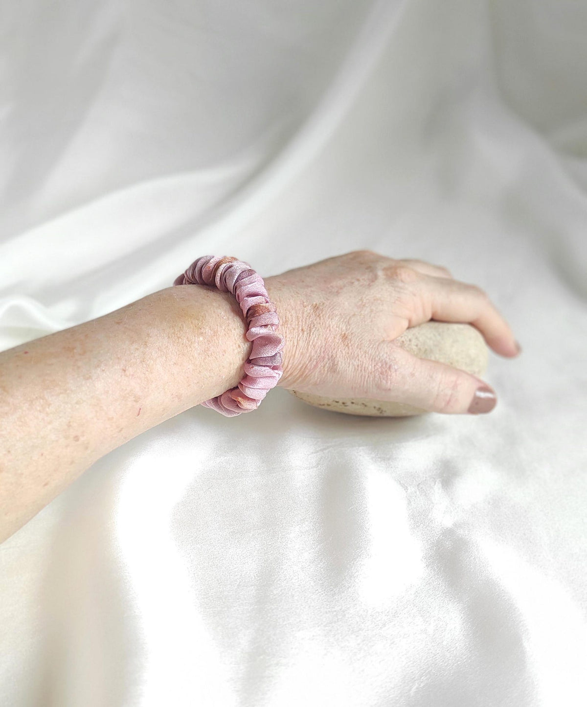 Plant Dyed Silk Scrunchie, Light Pink Tone, Boho Hair Tie, Organic Silk Ponytail Holder
