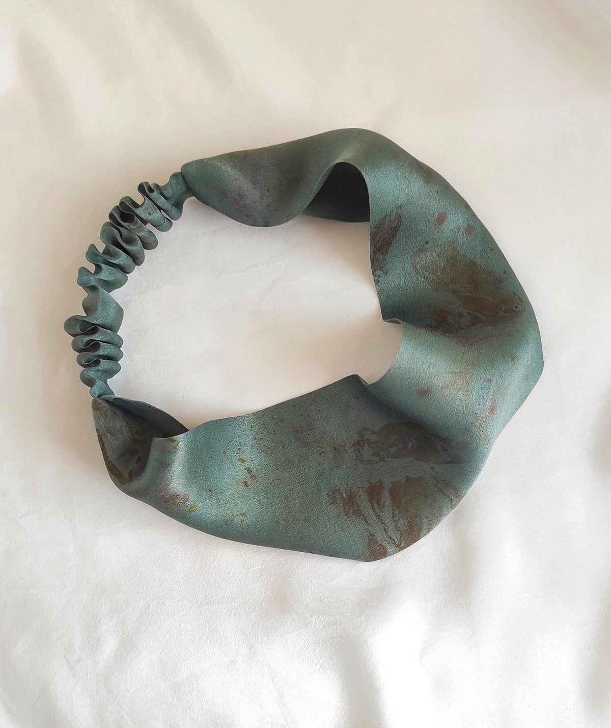 100% Natural Silk Headband, Botanical Print, Forest Green, Eco-Friendly Gift