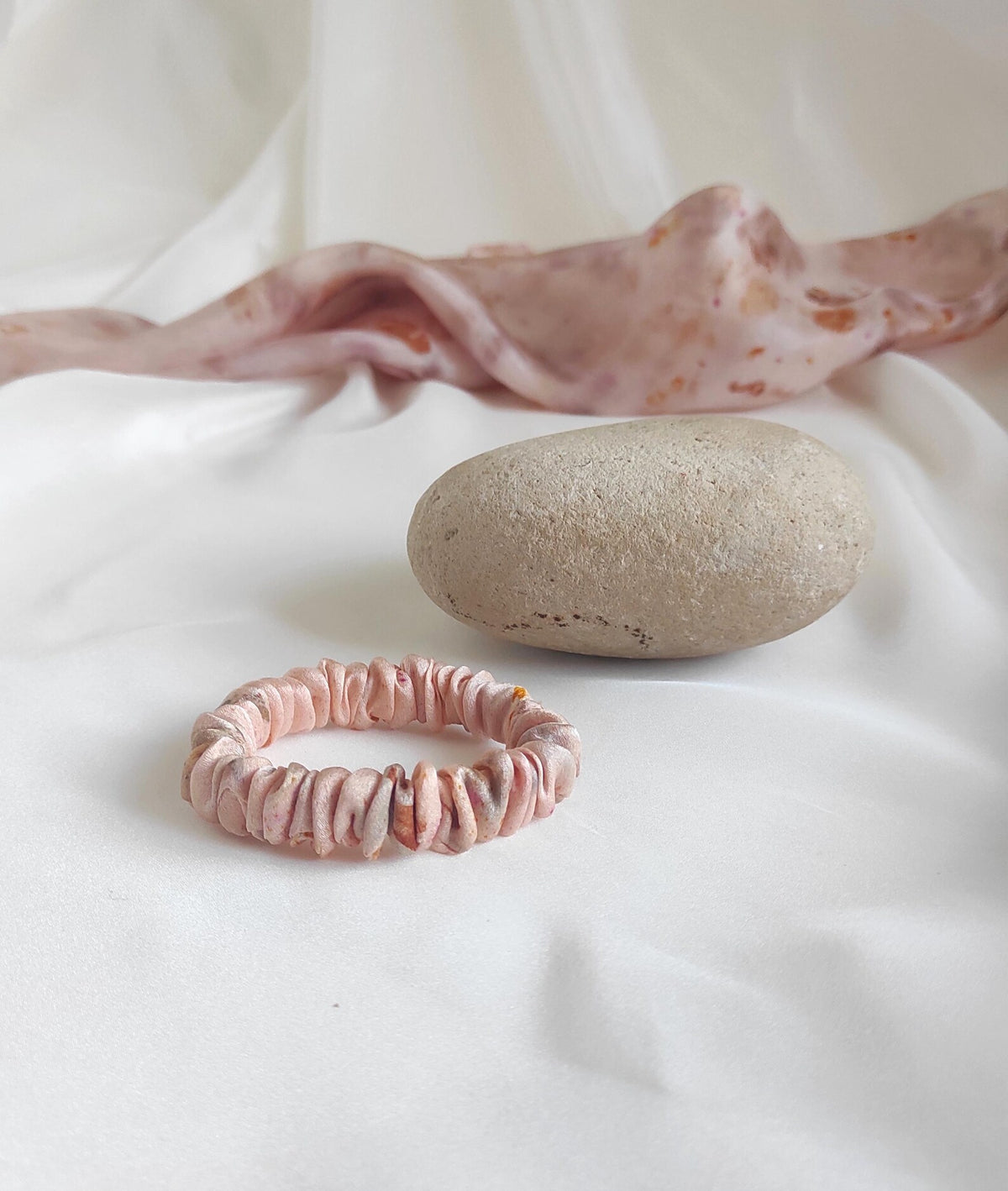 Hand-Dyed Silk Scrunchie, Botanical Print, Eco-Friendly Hair Bow in thin