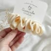 Silk hair tie dyed with plant dyes, Eco-friendly ivory tone scrunchie, Organic eco print hair elastic for little girls