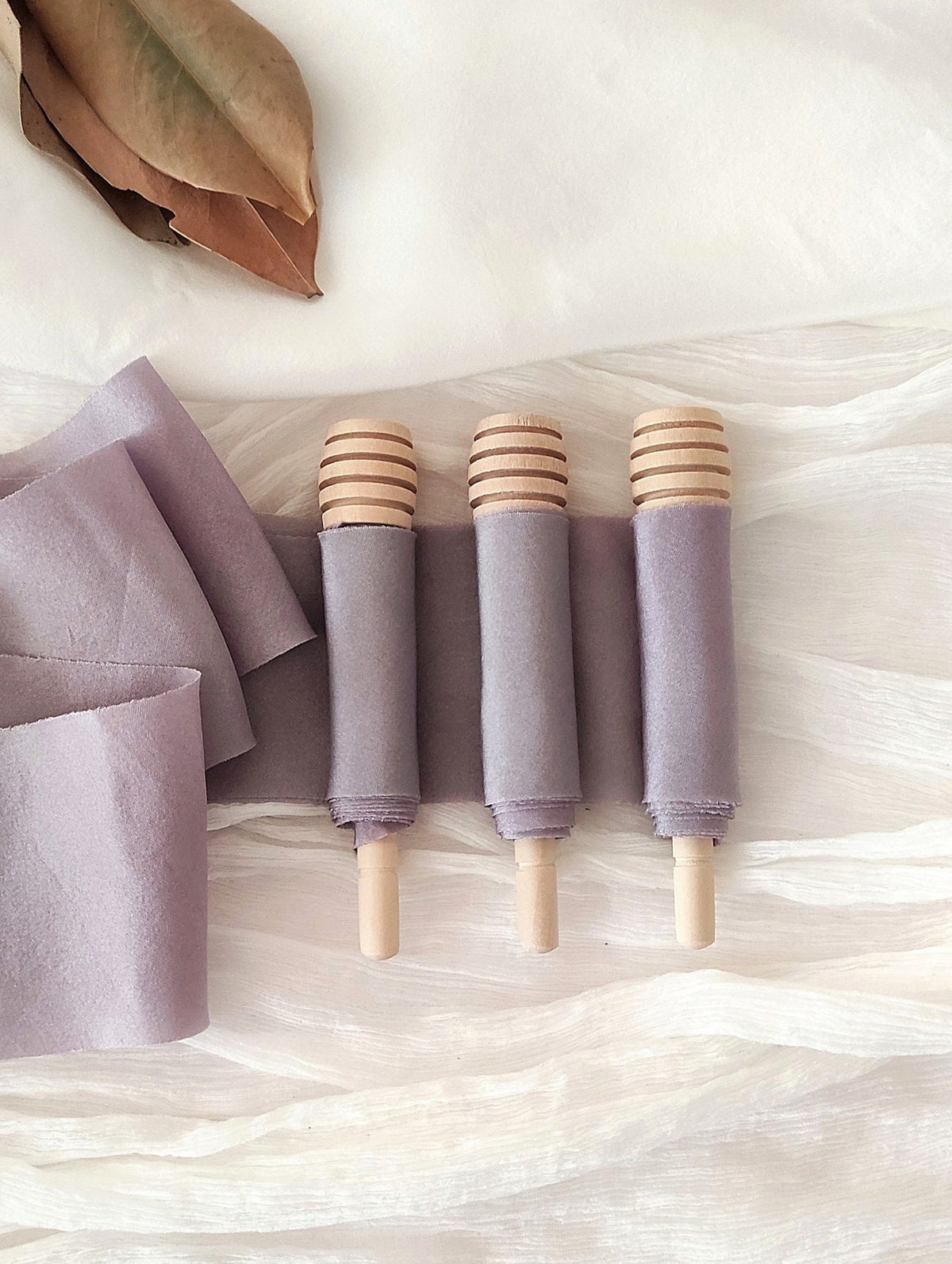 Botanically dyed silk ribbon, Mauve raw edge organic ribbon, sustainable long ribbon wedding bouquet