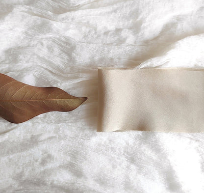 Champagne silk ribbon, Botanical plant dyed ribbon, Raw edge ribbon bridal bouquet
