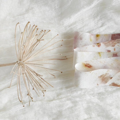 Botanical print silk ribbon for eco-friendly gift, Naturally dyed silk ribbon, Eco print dyed silk ribbon, Silk ribbon for bridal natural