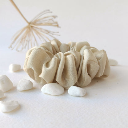 Botanical Dyed Organic Silk Scrunchie, Neutral Satin Hair Tie, Eco-friendly Elastic