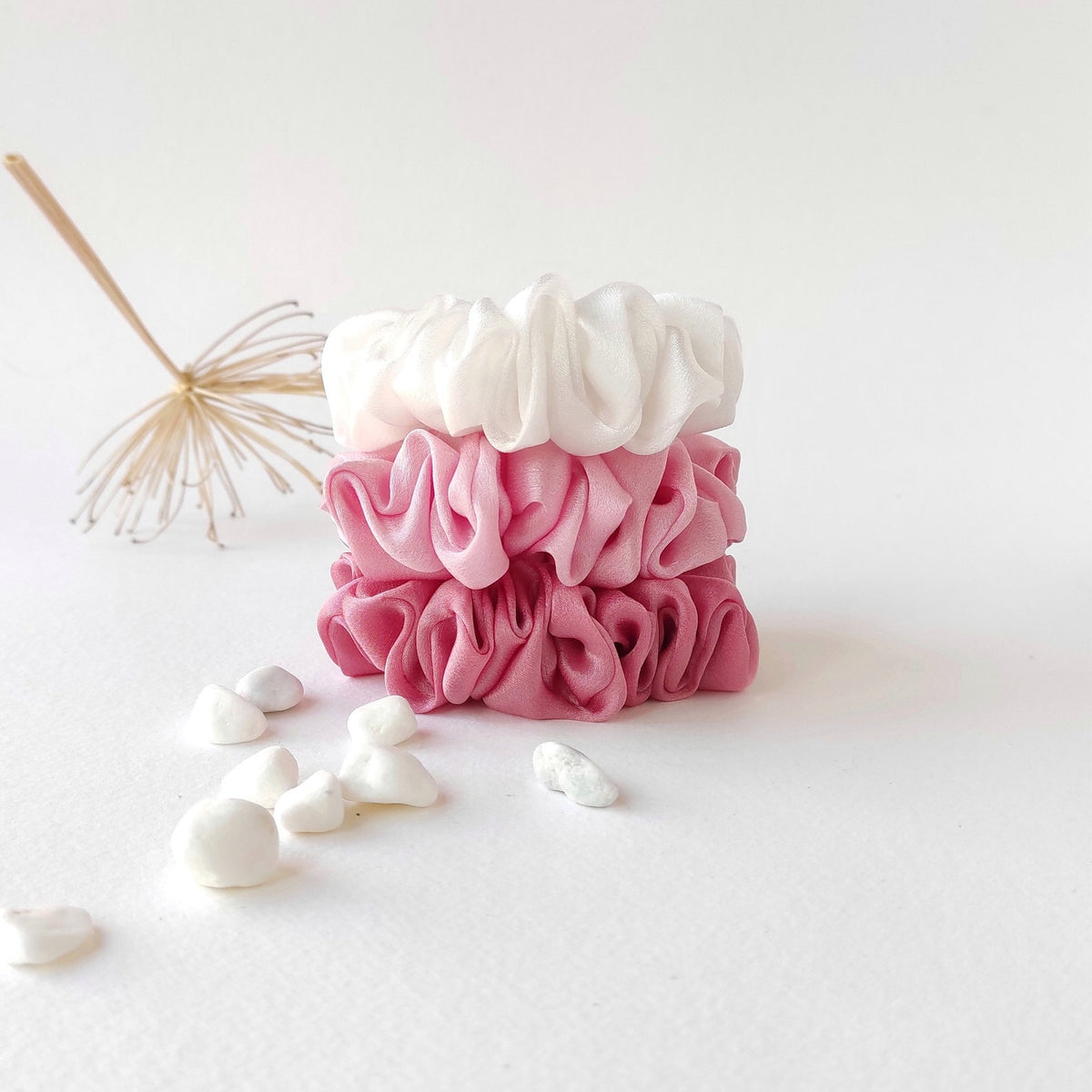 Botanically Dyed Silk Scrunchie, Medium Pink Organic Hair Tie, Eco-friendly Natural Elastic