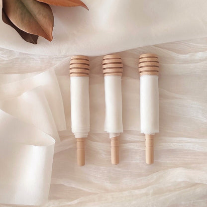 Handmade White Silk Ribbon, Natural Dye, Bridal Bouquet Decoration