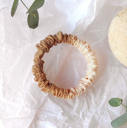 Plant-dyed silk scrunchie, Organic apricot hair tie, Botanical Hair elastic for spring