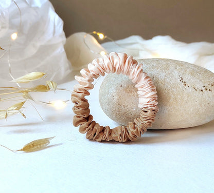 Plant Dyed Silk Scrunchie, Neutral Earth Tones, Two-Color Hair Tie for gift