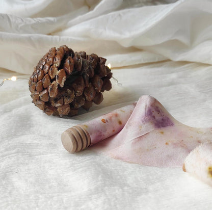 Botanical print silk ribbon, Light Rose Dyed sustainable ribbon, Eco-Friendly wide ribbon gift wrap