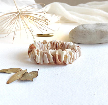 Eco Print Silk Scrunchie, Organic Mulberry Silk Hair Tie, Hair elstic for spring