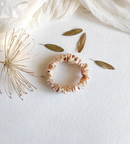 Eco Print Silk Scrunchie, Organic Mulberry Silk Hair Tie, Hair elstic for spring