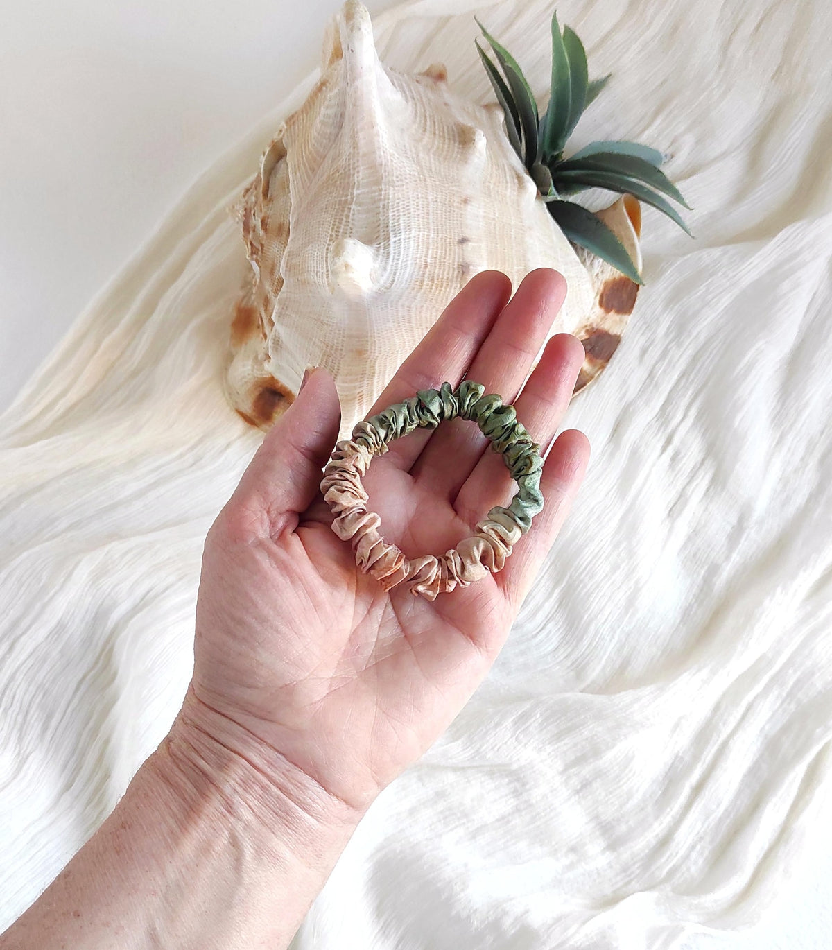 Plant Dyed Silk Scrunchie, Organic Anti-Frizz Hair Tie, Natural Dye Gift