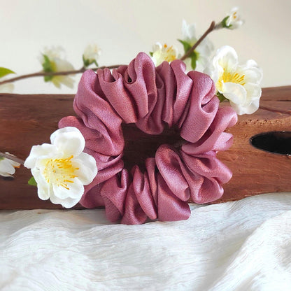 Mauve Organic Silk Scrunchie, Botanical Dyed Hair Tie, Sustainable hair elastic for gift summer