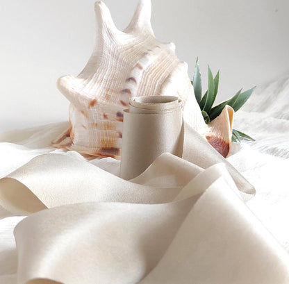 Champagne silk ribbon, Botanical plant dyed ribbon, Raw edge ribbon bridal bouquet