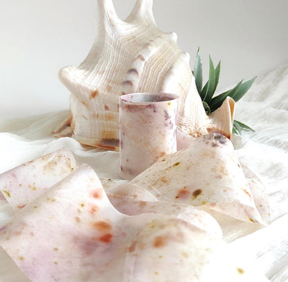 Botanical print silk ribbon, Light Rose Dyed sustainable ribbon, Eco-Friendly wide ribbon gift wrap