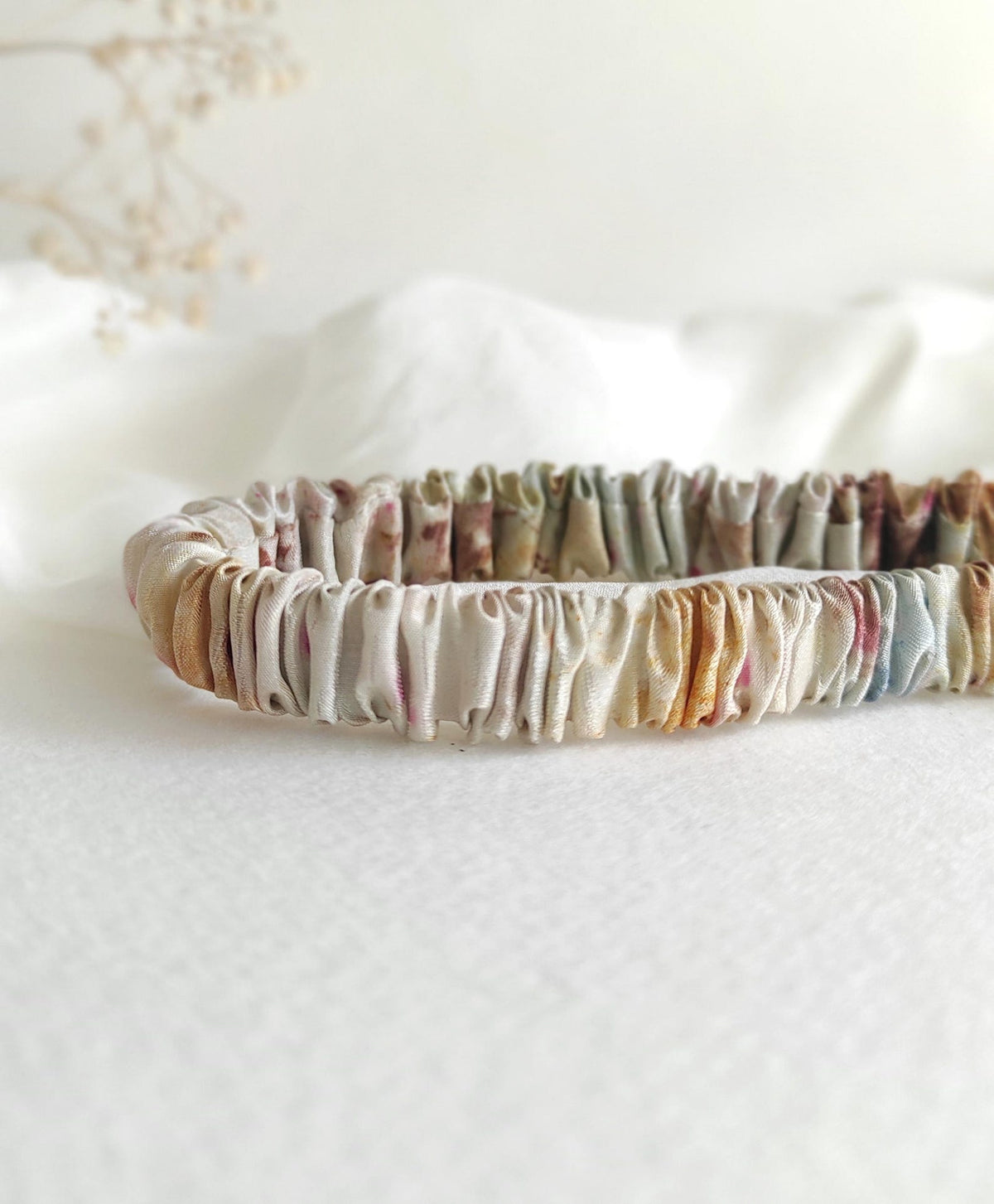 Botanical Print Mulberry Silk Headband, Eco-Dyed Hair Accessory, Organic headband for gift summer