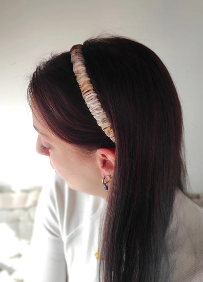 Botanical Print Mulberry Silk Headband, Eco-Dyed Hair Accessory, Organic headband for gift summer