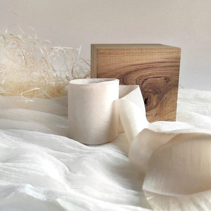 Hand Dyed Bone Silk Ribbon, Boho Bridal Bouquet, Plant-Dyed silk ribbon