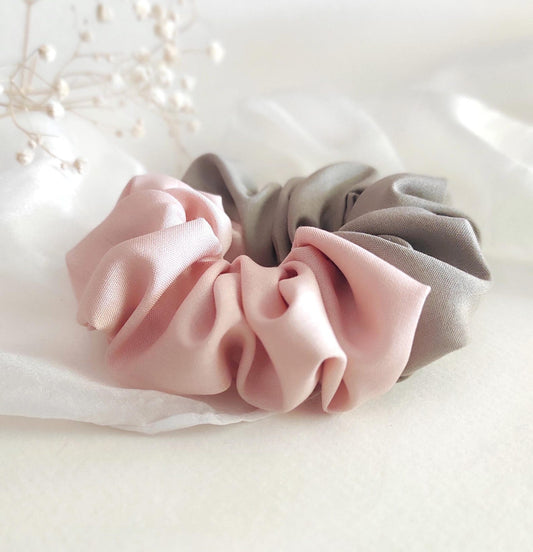 Taupe Silk Scrunchie, Organic Dyed Hair Tie for Thick Hair, Summer Accessory