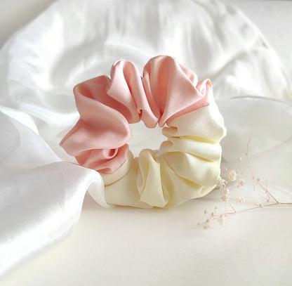 Botanically Dyed Silk Scrunchie, Yellow Cream Orange, Natural Matte Silk Hair Tie
