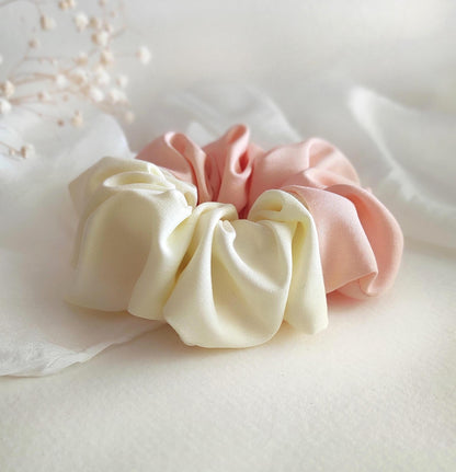 Botanically Dyed Silk Scrunchie, Yellow Cream Orange, Natural Matte Silk Hair Tie