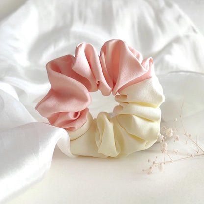 Two-tone silk scrunchie, Naturally dyed boho hair tie, Hair elastic for summer gift