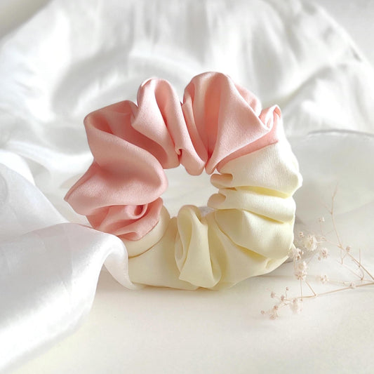 Two-tone silk scrunchie, Naturally dyed boho hair tie, Hair elastic for summer gift
