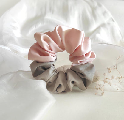 Taupe Silk Scrunchie, Organic Dyed Hair Tie for Thick Hair, Summer Accessory