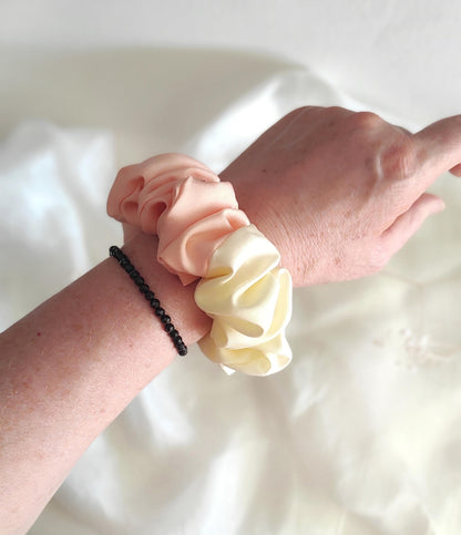 Two-tone silk scrunchie, Naturally dyed boho hair tie, Hair elastic for summer gift