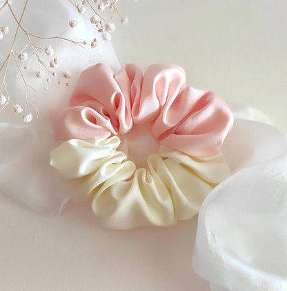 Botanically Dyed Silk Scrunchie, Yellow Cream Orange, Natural Matte Silk Hair Tie