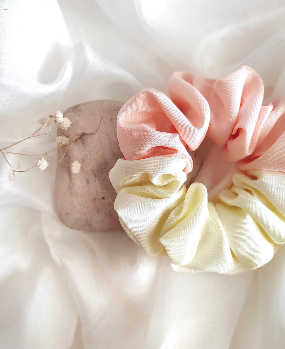 Two-tone silk scrunchie, Naturally dyed boho hair tie, Hair elastic for summer gift