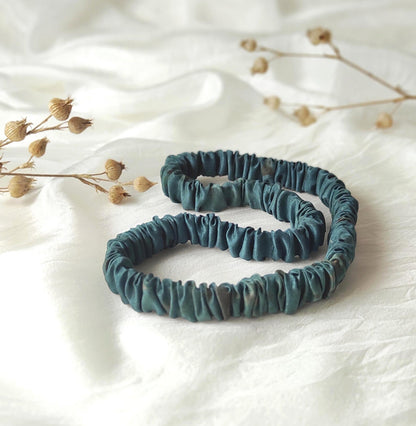 Hand-Dyed Silk Headband, Eco Print Hairband, Copper blue fall Accessory