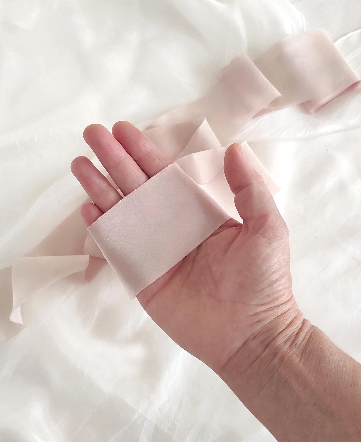 Plant Dyed Habotai Silk Ribbon, Rose Tone, Raw Edge, Wedding Bouquet Decoration