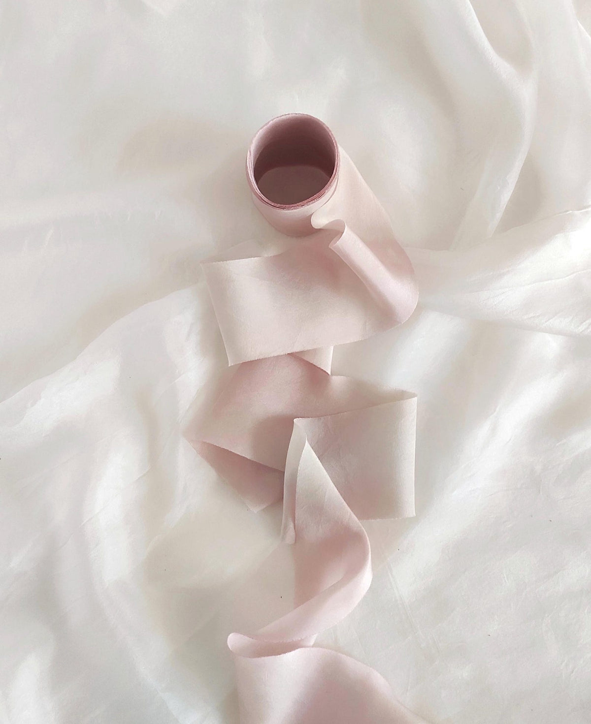 Plant Dyed Habotai Silk Ribbon, Rose Tone, Raw Edge, Wedding Bouquet Decoration